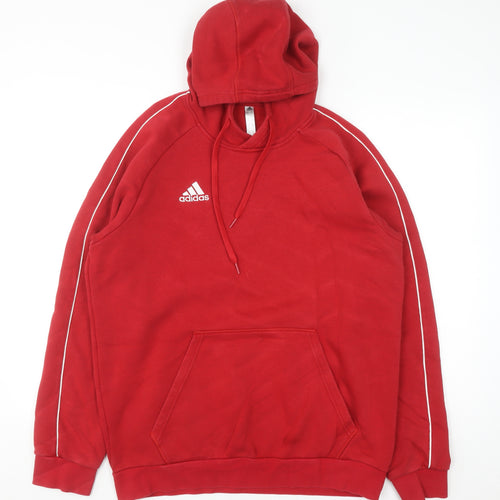 Adidas Men's Red Pullover Hoodie L Sports Fleece Sweatshirt