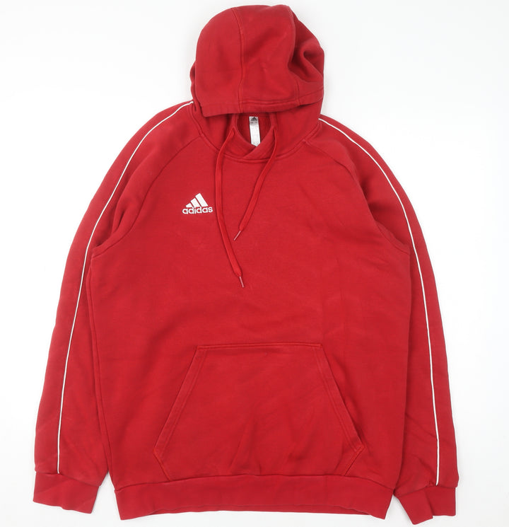 Adidas Men's Red Pullover Hoodie L Sports Fleece Sweatshirt