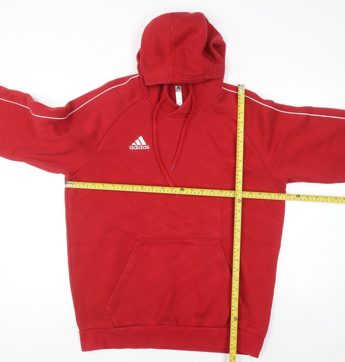 Adidas Men's Red Pullover Hoodie L Sports Fleece Sweatshirt
