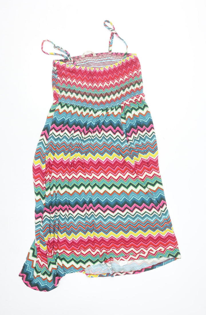 Mantaray Women’s Multicoloured Chevron Jersey Strappy Dress Size 14