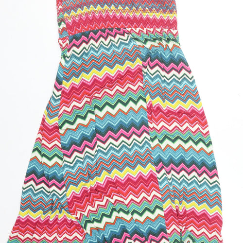 Mantaray Women’s Multicoloured Chevron Jersey Strappy Dress Size 14