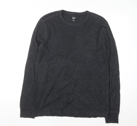 GAP Men’s Grey Waffle-Knit Cotton Blend Pullover Jumper Size M
