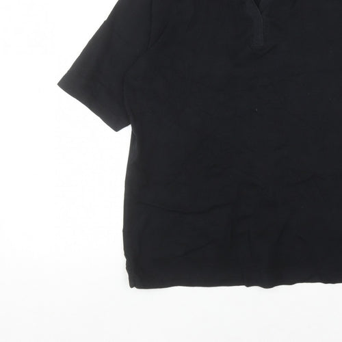 Isle Women Black Blouse Lace Collar Short Sleeve Size 18-20