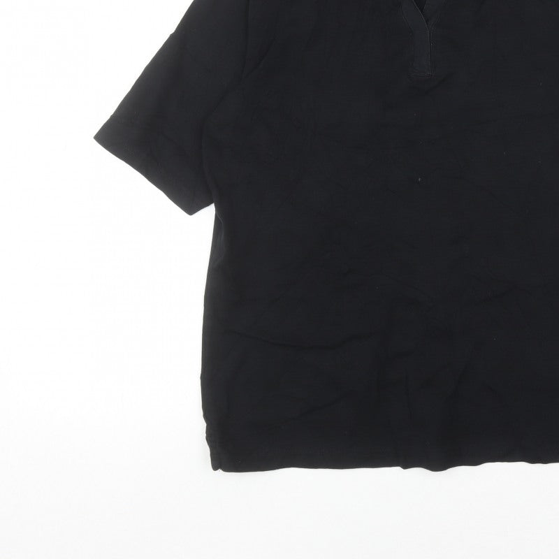 Isle Women Black Blouse Lace Collar Short Sleeve Size 18-20
