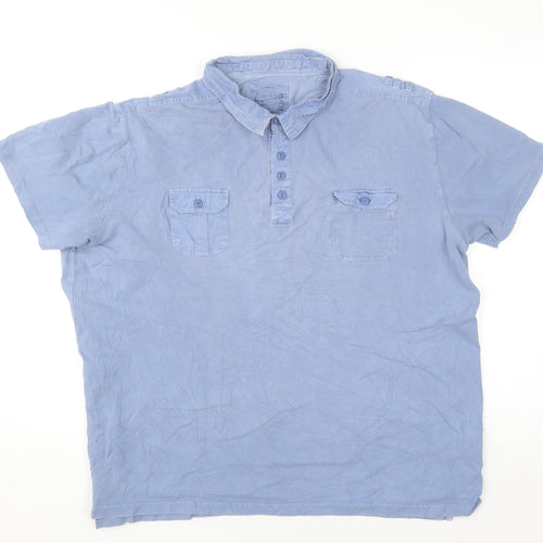Easy Essential Mens Blue Short Sleeve Collared Polo XXL Cotton