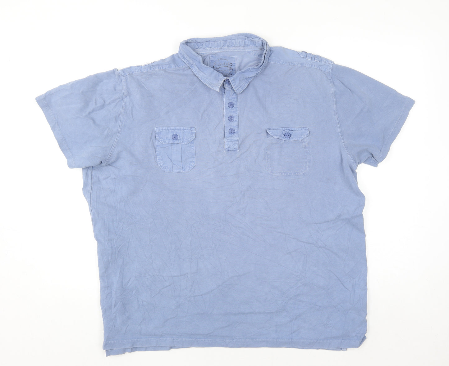 Easy Essential Mens Blue Short Sleeve Collared Polo XXL Cotton