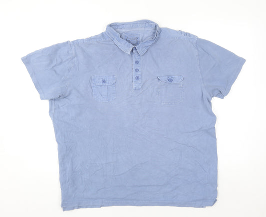 Easy Essential Mens Blue Short Sleeve Collared Polo XXL Cotton