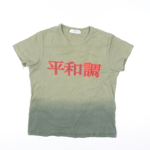 New Look Women's Green Graphic Cotton T-Shirt UK 12