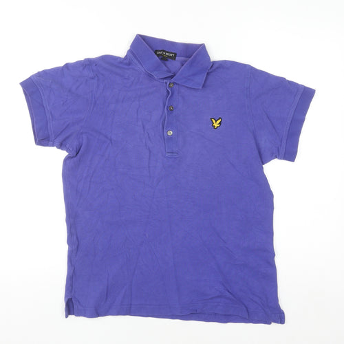 Lyle & Scott Men's Purple Cotton Short Sleeve Polo Shirt M