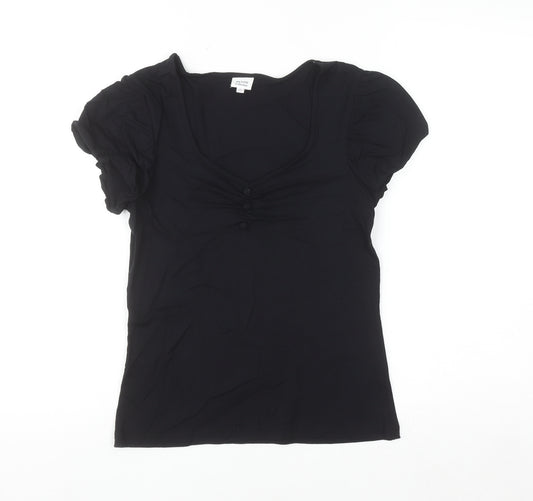 Petite Collection Women's Black V-Neck Short Sleeve Jersey T-Shirt Size 10 Petite