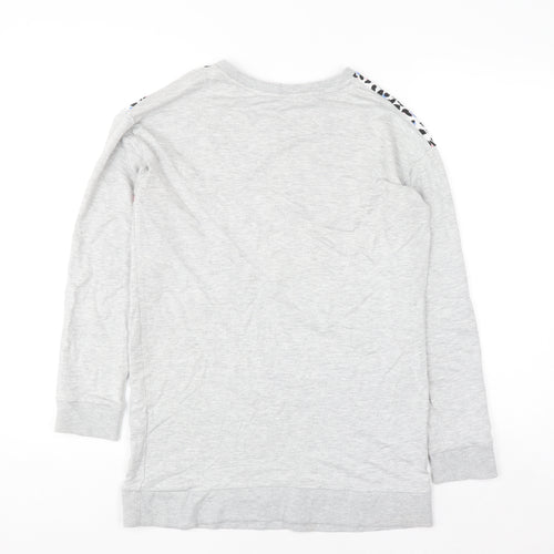 Tu Women Grey Animal Print Colourblock Pullover Sweatshirt Size 10