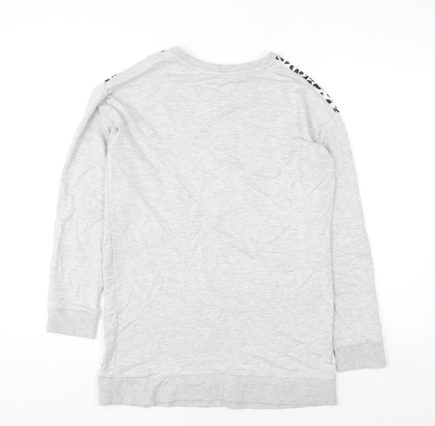 Tu Women Grey Animal Print Colourblock Pullover Sweatshirt Size 10