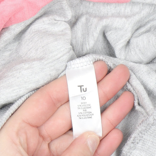 Tu Women Grey Animal Print Colourblock Pullover Sweatshirt Size 10