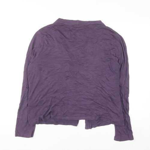 Braintree Womens Purple Cardigan Size 16 Bamboo Cotton Ruffle Open Front