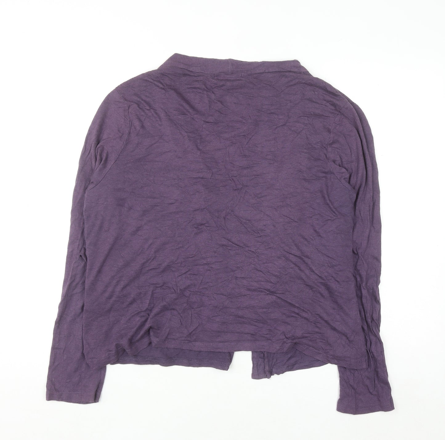 Braintree Womens Purple Cardigan Size 16 Bamboo Cotton Ruffle Open Front