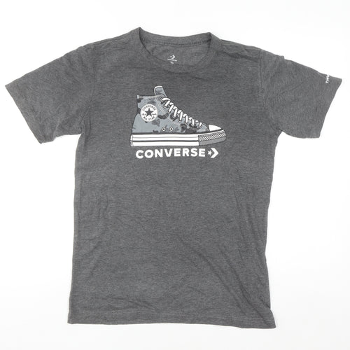 Converse Boys Grey Graphic Logo T-Shirt XL 13-15 Years Short Sleeve