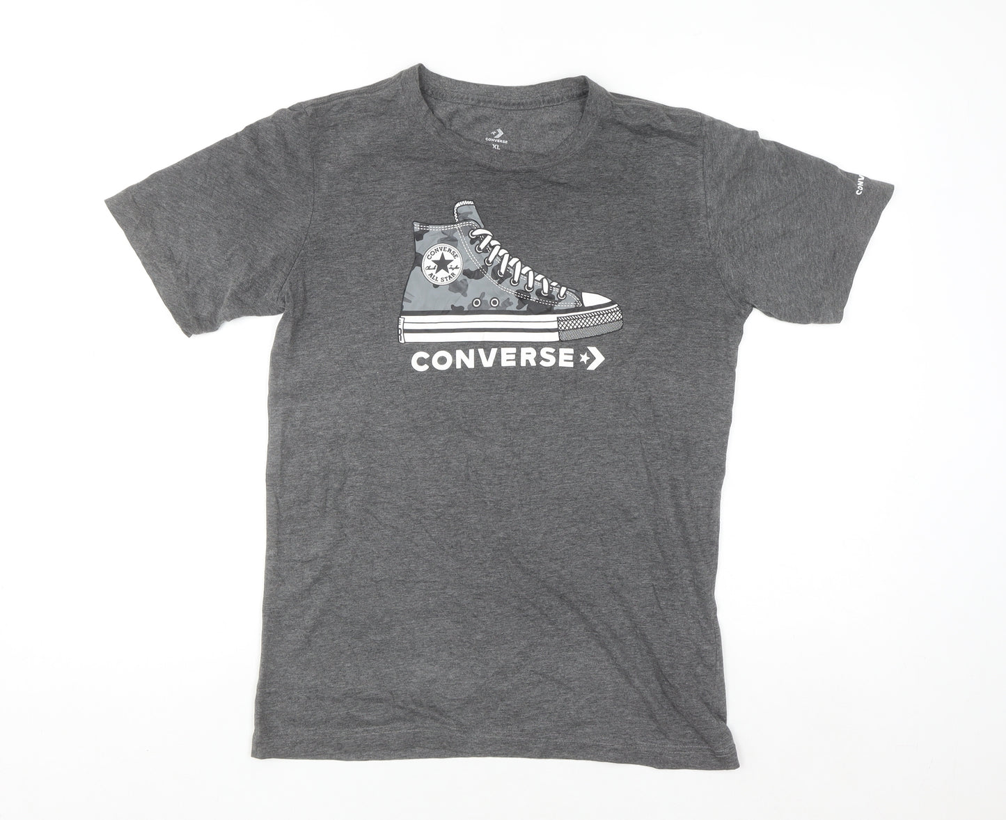 Converse Boys Grey Graphic Logo T-Shirt XL 13-15 Years Short Sleeve