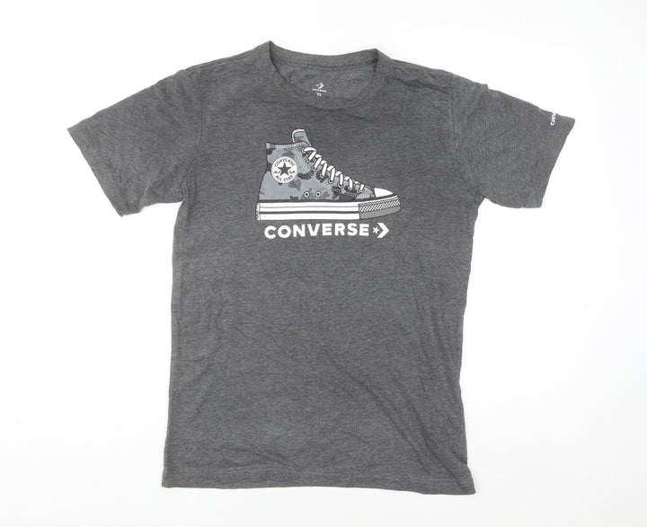 Converse Boys Grey Graphic Logo T-Shirt XL 13-15 Years Short Sleeve