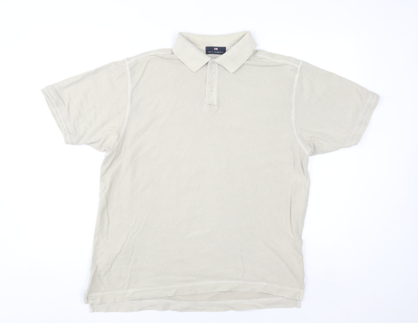 Marks and Spencer Blue Harbour Men's Beige Cotton Polo Shirt Size S