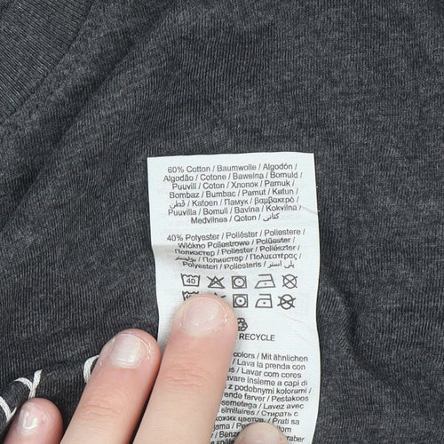 Jack & Jones Men's Charcoal Grey Graphic Print T-Shirt Size L