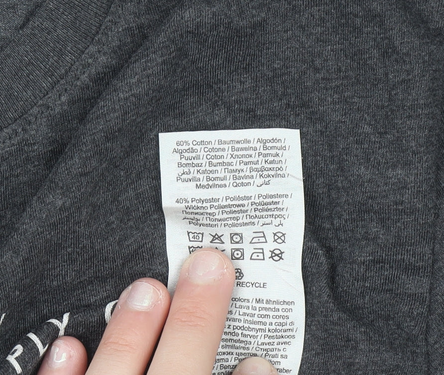 Jack & Jones Men's Charcoal Grey Graphic Print T-Shirt Size L