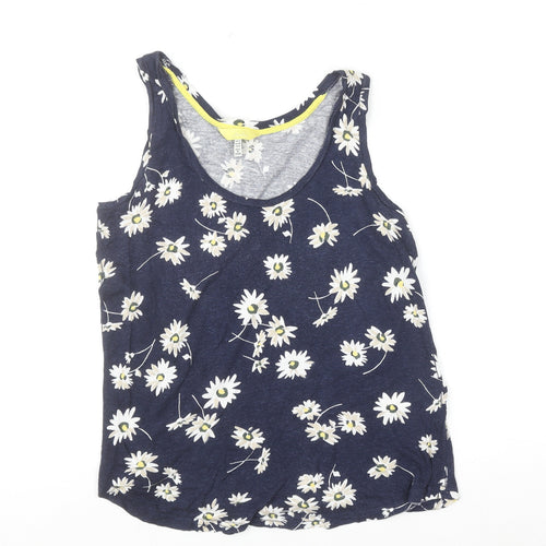Joules Women's Blue Floral Linen Viscose Tank Top Size 12