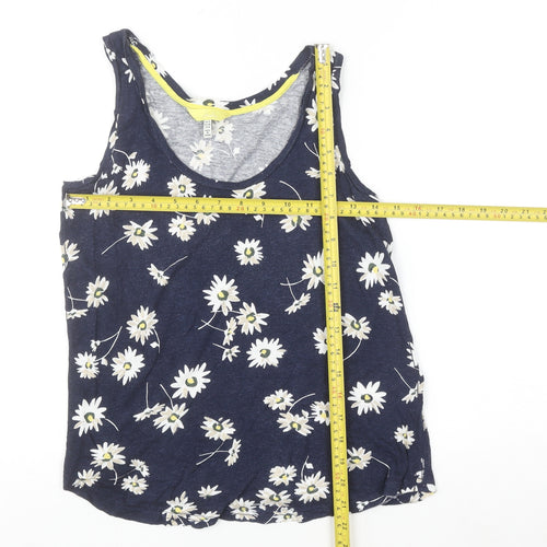 Joules Women's Blue Floral Linen Viscose Tank Top Size 12