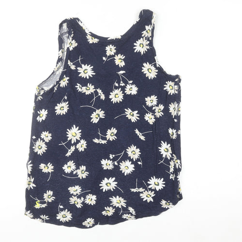 Joules Women's Blue Floral Linen Viscose Tank Top Size 12