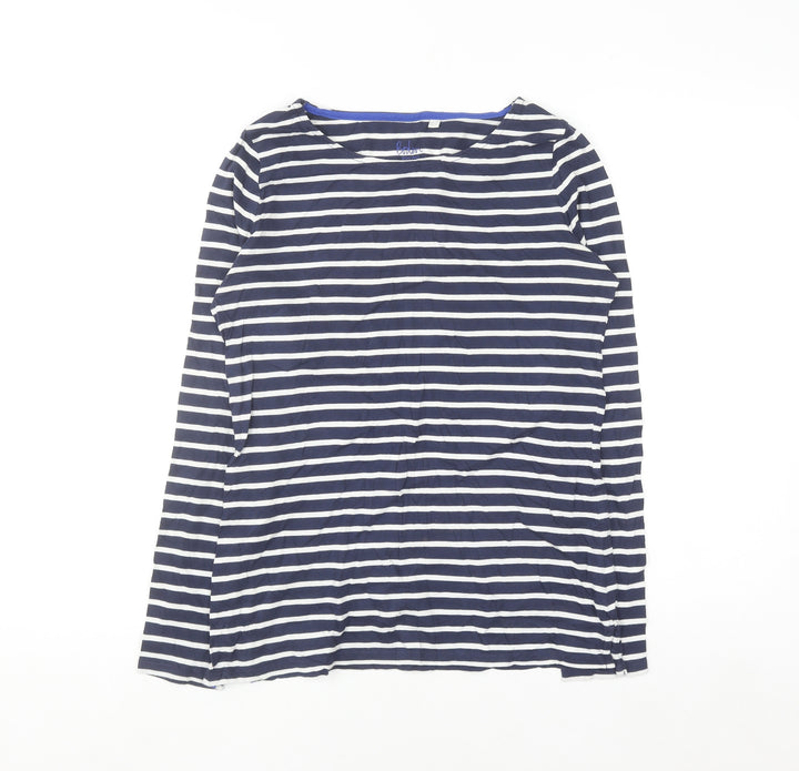 Boden Women Blue Striped Long Sleeve Cotton Jersey Top UK 10