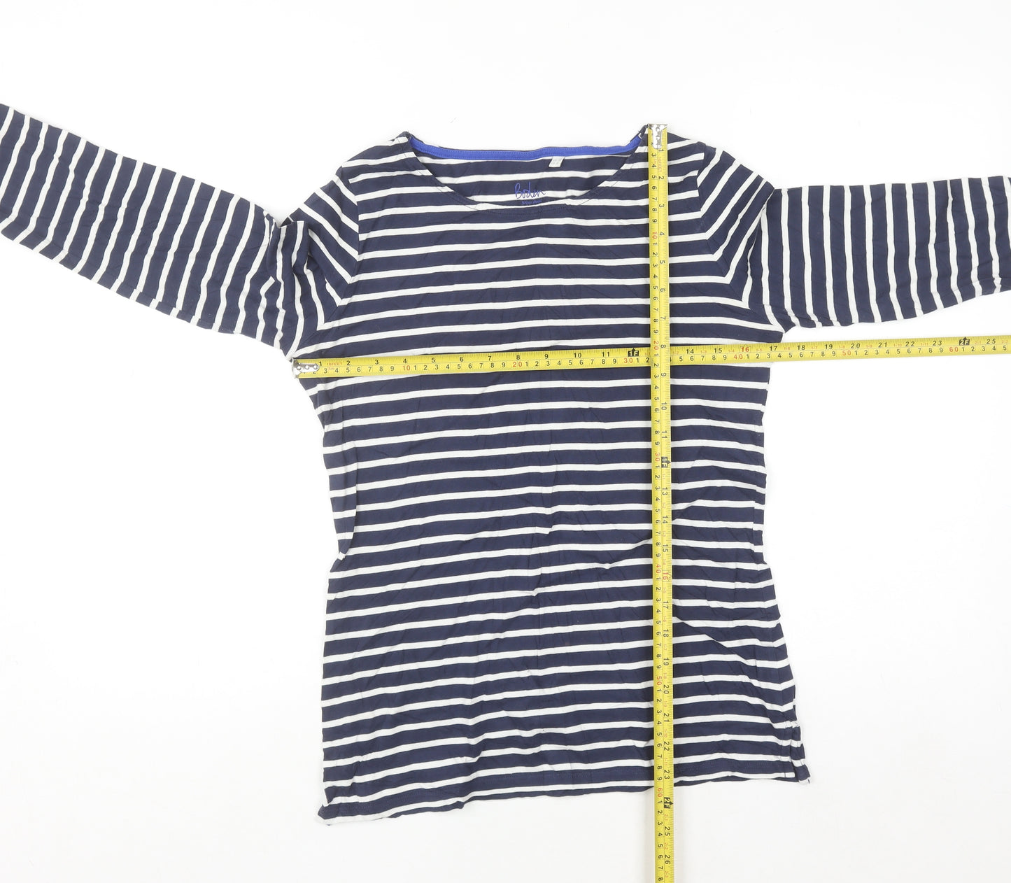 Boden Women Blue Striped Long Sleeve Cotton Jersey Top UK 10