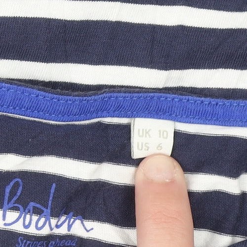 Boden Women Blue Striped Long Sleeve Cotton Jersey Top UK 10