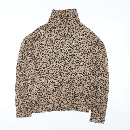 Marks and Spencer Women’s Brown Leopard Print Roll Neck Top Size 10