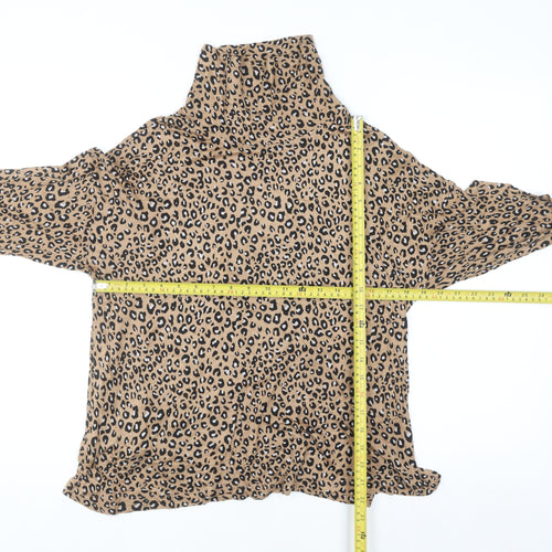 Marks and Spencer Women’s Brown Leopard Print Roll Neck Top Size 10