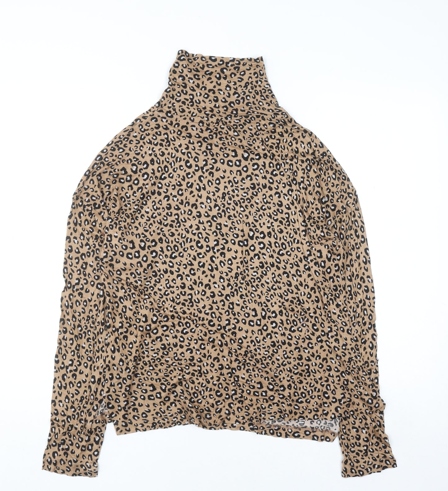 Marks and Spencer Women’s Brown Leopard Print Roll Neck Top Size 10