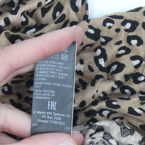 Marks and Spencer Women’s Brown Leopard Print Roll Neck Top Size 10