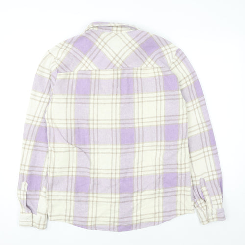 boohooMAN Men's Purple Check Flannel Long Sleeve Shirt Size M
