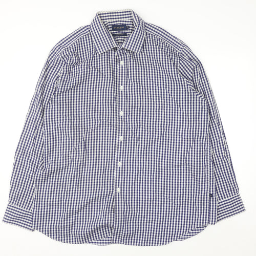 Osborne Men’s Blue Check Classic Fit Long Sleeve Button-Up Shirt Size 18
