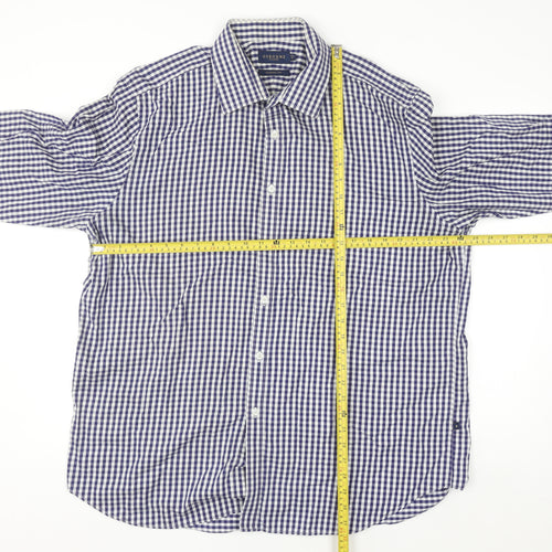 Osborne Men’s Blue Check Classic Fit Long Sleeve Button-Up Shirt Size 18