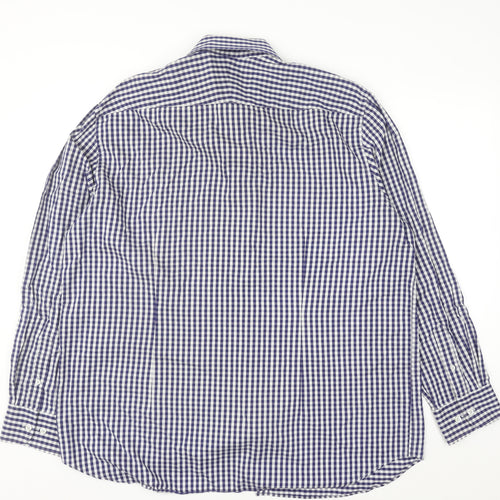 Osborne Men’s Blue Check Classic Fit Long Sleeve Button-Up Shirt Size 18