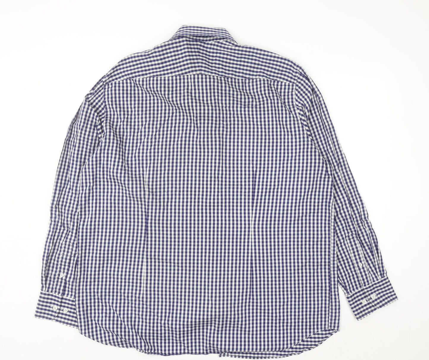 Osborne Men’s Blue Check Classic Fit Long Sleeve Button-Up Shirt Size 18