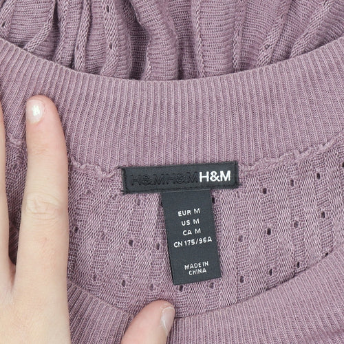 H&M Women Purple Knit Sweater Dress Size 12 Viscose Casual