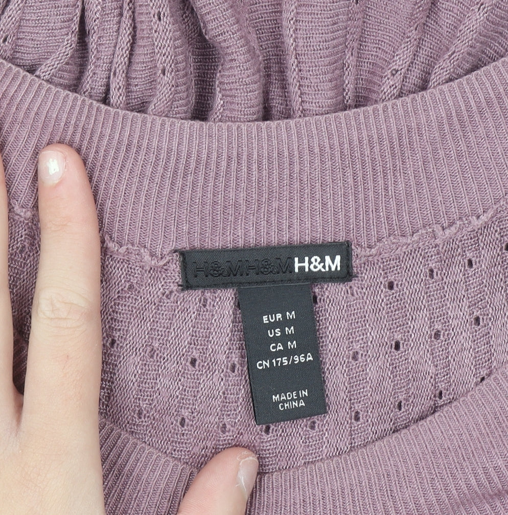 H&M Women Purple Knit Sweater Dress Size 12 Viscose Casual