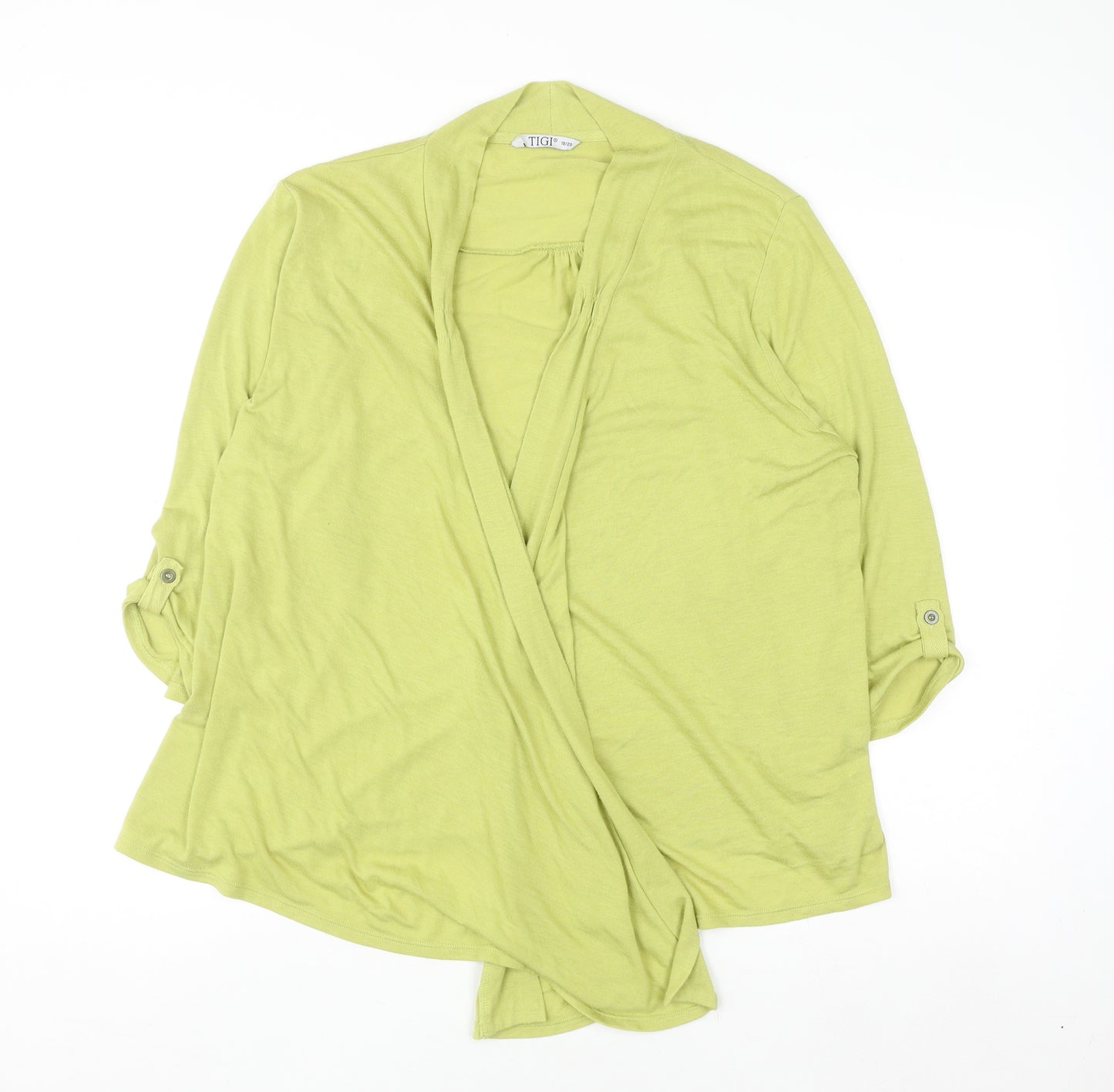 TIGI Women's Green Jersey Cardigan Size 18 3/4 Sleeve