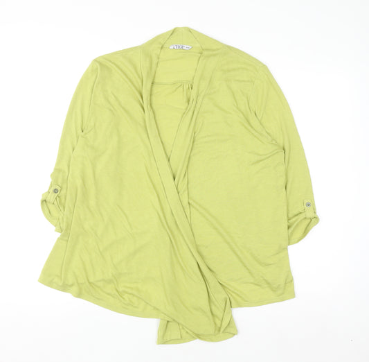 TIGI Women's Green Jersey Cardigan Size 18 3/4 Sleeve
