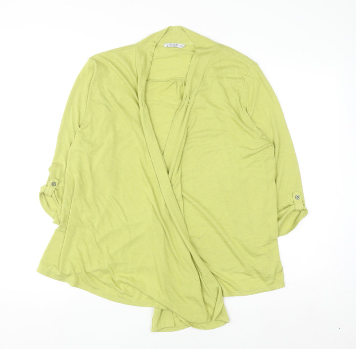 TIGI Women's Green Jersey Cardigan Size 18 3/4 Sleeve