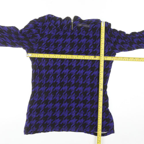 Marks and Spencer Women’s Blue Houndstooth Long Sleeve Blouse UK 8
