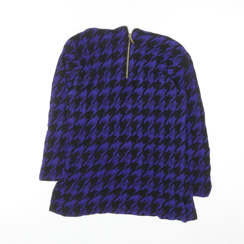 Marks and Spencer Women’s Blue Houndstooth Long Sleeve Blouse UK 8