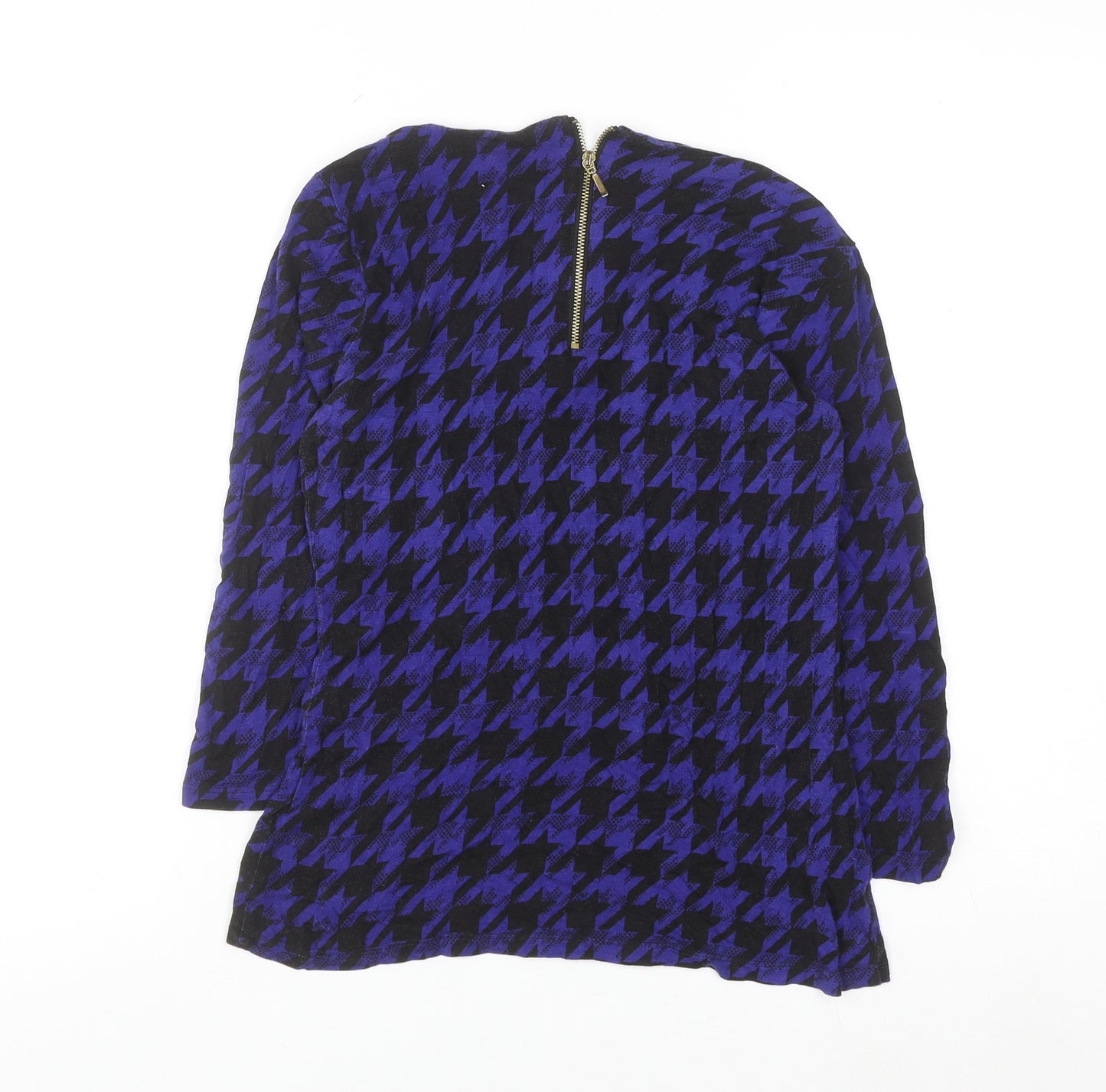 Marks and Spencer Women’s Blue Houndstooth Long Sleeve Blouse UK 8