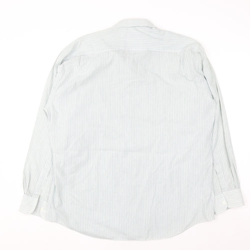 Marks and Spencer Men's Blue Striped Long Sleeve 16.5in Vintage Shirt