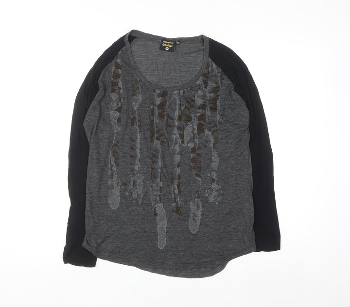 Golddigga Womens Grey Long Sleeve Jersey T-Shirt Size 16